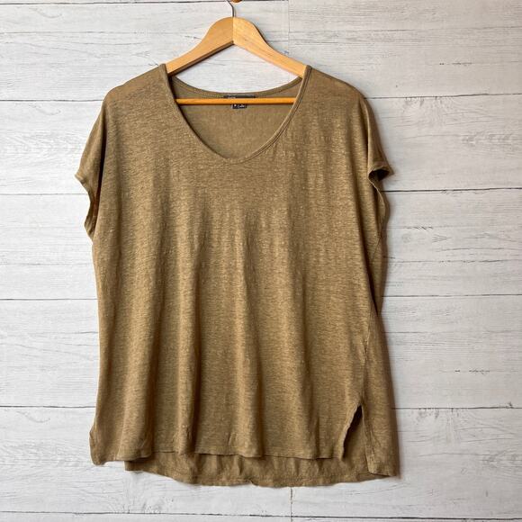 Vince Tops - Vince Shirt Womens Size Medium Tan 100% Linen Top Breathable Summertime